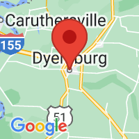 Map of Dyersburg, TN